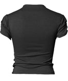 Asymmetrical Draped Mock Neck T-Shirt