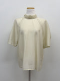 Balloon Tie Mock Neck Half Blouse