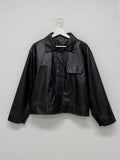 One-pocket single leather short jacket