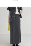 Belly Pin Tuck H-line Long Skirt