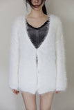 Pine Needles Loose-Fit Fur Cardigan