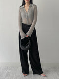 Cuffs See-through Knit Long Cardigan