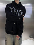 Brush letter cotton jacket