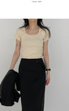 Ravi Ribbed Square Neck Short Sleeve T-Shirt