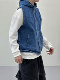 Detail Denim Anorak Vest