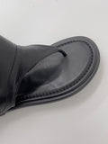 Leather buckle open toe flip-flop boots