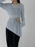Crople Boat Neck Loose Fit Long Knit