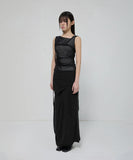 Draped Mesh Layered Sleeveless