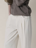 White corduroy wide pants