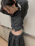 SIDE TIE CHECK SHIRT