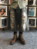 Melan Destroyed Bermuda Denim Pants