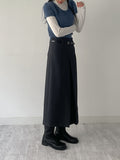 [Winter version] Pencil long pleated skirt