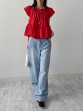 [unisex] Back pin tuck gradient wide denim