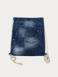 Patching denim shoulder bag