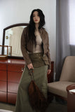 Suede layered skirt