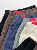 Banding corduroy long wide pants