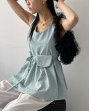 [Belt Bag SET] Smoke Sleeveless Frill Blouse