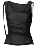 Draped Mesh Layered Sleeveless