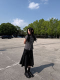 STRIPE RIBBON MIDI SKIRT