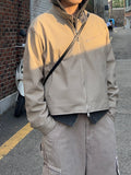 Vintage Crop Two Button Leather Jacket