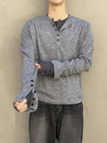 Karoo Ribbed Henley Neck Button Long Sleeve