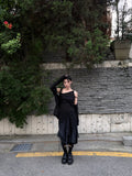 CHECK SHIRRING LAYERED SKIRT