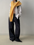 554 Roll-up selvage wide denim pants