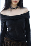 Soft twist off-shoulder knit