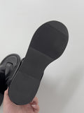 Leather buckle open toe flip-flop boots