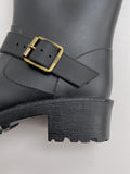 Buckle ankle rain boots