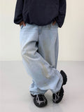 Oil wave denim pants