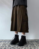 Washed Diagonal Cargo Bermuda Banding Pants