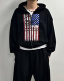 Crop Stars and Stripes Hood Zip-Up