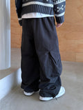Eyelet half-moon cargo cotton pants