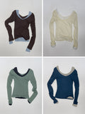 All Day Double V-Neck Long Sleeve T-Shirt