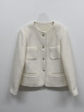 Musk No-Collared Tweed Jacket