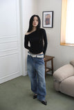 Notch Rivet Pintuck Denim