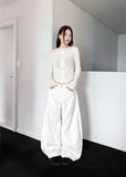 SOLID COTTON CURVED PANTS