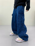 Venti semi-wide denim cargo pants