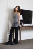 Pin tuck bootcut easy pants