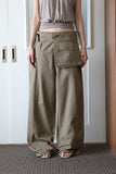 Work belted cotton pants