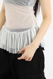 Pearl see-through shirring bustier