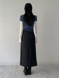 [Winter version] Pencil long pleated skirt