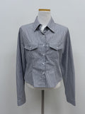 Minute Two-Pocket Pintuck Crop Shirt