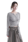 STRAP TIE BUTTON CARDIGAN