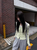 TWIST BUTTON V-NECK CARDIGAN