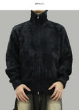 Heavy angora two-way zip-up knit