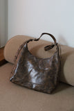 Crack leather brown shoulder bag