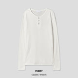 Overlock Henley Neck Knit Long Sleeve