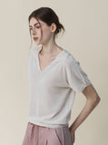 [Premium] Whole Garment Cariha V-neck Short Sleeve Knitwear